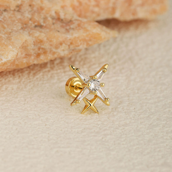 Wholesale Stainless Steel Flower Geometric Women's Piercing Earrings With Electroplating