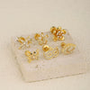 Wholesale Stainless Steel Flower Geometric Women's Piercing Earrings With Electroplating