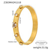 Wholesale Stainless Steel Flower Inlaid Zircon Czech Glass Buckle Gear Geometry Style Electroplated Bracelet