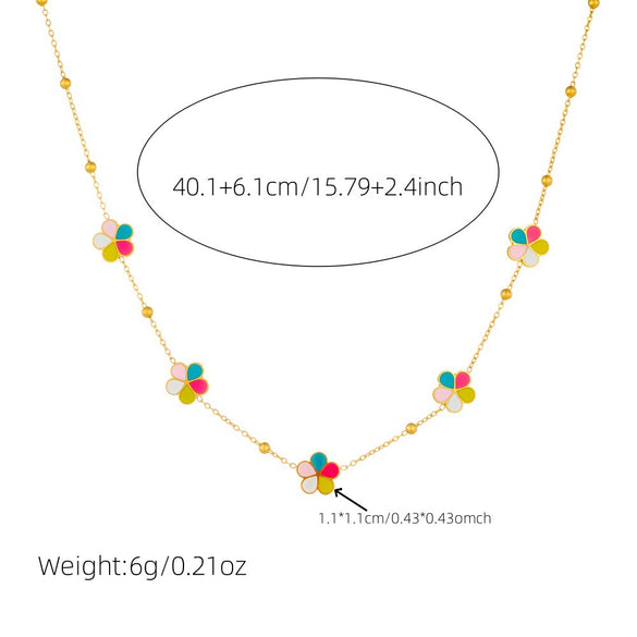 Wholesale Stainless Steel Flower Jewelry Necklace Fashion Summer Accessory With Electroplating And Five Petal Flower Design For Women