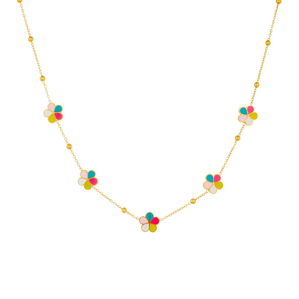 Wholesale Stainless Steel Flower Jewelry Necklace Fashion Summer Accessory With Electroplating And Five Petal Flower Design For Women