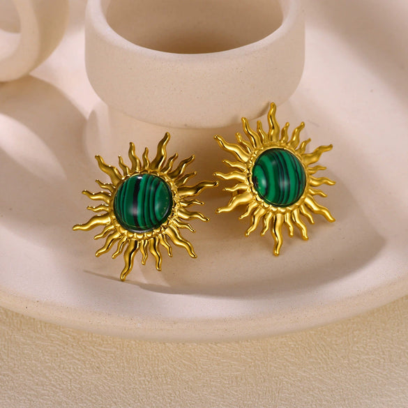 Wholesale Stainless Steel Flower Leaf Earrings With Electroplating Treatment In Ins Style