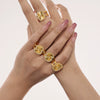 Wholesale Stainless Steel Flower Microinlaid Zircon Opening Adjustable Geometric Ring With Electroplating For Women