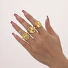 Wholesale Stainless Steel Flower Microinlaid Zircon Opening Adjustable Geometric Ring With Electroplating For Women