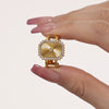 Wholesale Stainless Steel Flower Microinlaid Zircon Opening Adjustable Geometric Ring With Electroplating For Women