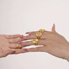 Wholesale Stainless Steel Flower Microinlaid Zircon Opening Adjustable Geometric Ring With Electroplating For Women