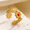 Wholesale Stainless Steel Flower Oil Drop Ring 18K Gold Plated For Women