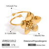 Wholesale Stainless Steel Flower Open Ring Jewelry Electroplated Exaggerate Style