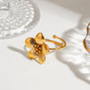 Wholesale Stainless Steel Flower Open Ring Jewelry Electroplated Exaggerate Style