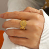 Wholesale Stainless Steel Flower Open Ring With Electroplating Retro And Fashion Style For Women