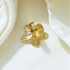 Wholesale Stainless Steel Flower Open Ring With Geometric Design And Electroplated Finish Retro Light Luxury Style