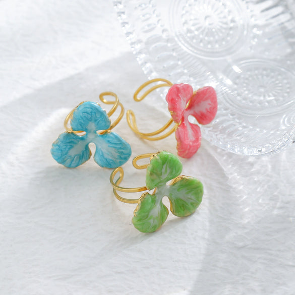 Wholesale Stainless Steel Flower Opening Ring With Electroplating Treatment
