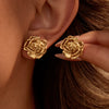 Wholesale Stainless Steel Flower Pattern 18K Goldplated French Retro Women's Earrings