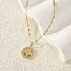 Wholesale Stainless Steel Flower Pendant Clavicle Chain With Mixed Gemstone Setting And Electroplating