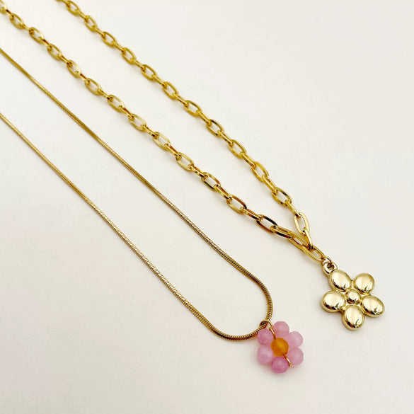 Wholesale Stainless Steel Flower Pendant Clavicle Necklace Minimalist Retro Style