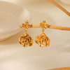 Wholesale Stainless Steel Flower Pendant Earrings With Electroplating For Women