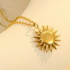 Wholesale Stainless Steel Flower Pendant Necklace And Earrings Set Fashion Design With Electroplating For Women