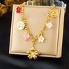 Wholesale Stainless Steel Flower Pendant Necklace With Electroplating And O Word Chain For Women