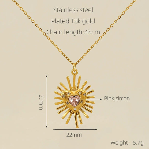Wholesale Stainless Steel Flower Pendant Necklace With Electroplating For Women