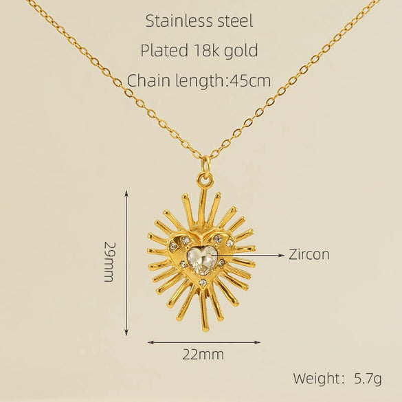 Wholesale Stainless Steel Flower Pendant Necklace With Electroplating For Women