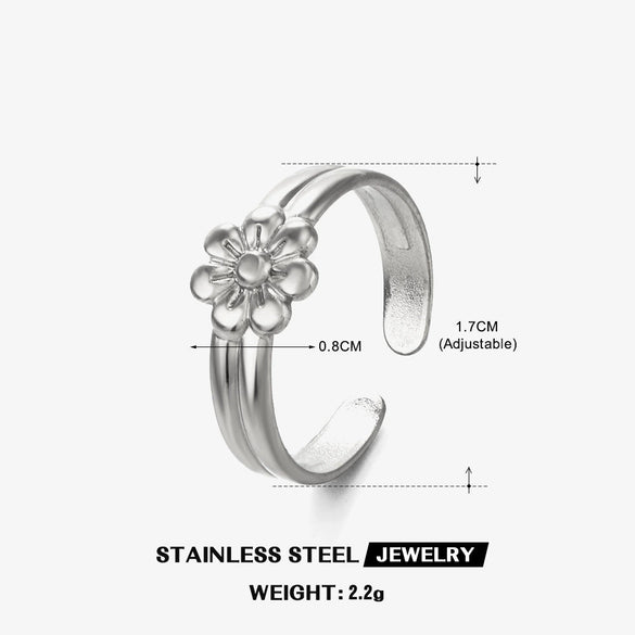 Wholesale Stainless Steel Flower Ring For Women Electroplated French Retro Style