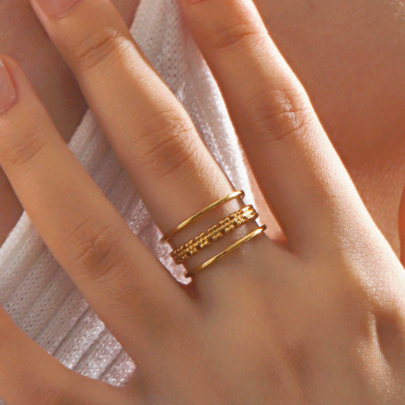 Wholesale Stainless Steel Flower Ring For Women Electroplated Simple Retro Highgrade Light Luxury Style