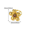 Wholesale Stainless Steel Flower Ring With Colored Zircon 18 Gold Plated Light Luxury Style