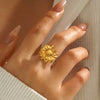 Wholesale Stainless Steel Flower Ring With Electroplating For Women