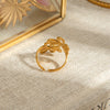 Wholesale Stainless Steel Flower Ring With Exaggerate Design And 18K Gold Plated Electroplating For Women