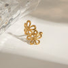 Wholesale Stainless Steel Flower Ring With Exaggerate Design And 18K Gold Plated Electroplating For Women