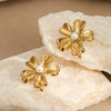 Wholesale Stainless Steel Flower Shape Fashion Retro Exaggerated Electroplated Women's Earrings