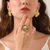 Wholesale Stainless Steel Flower Shape Jewelry Set 18K Gold Plated For Women