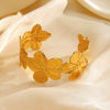 Wholesale Stainless Steel Flower Shaped Adjustable Opening Exaggerated Women's Bracelet With Electroplating