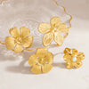 Wholesale Stainless Steel Flower Style Electroplated Women's Pearl Open Bracelet And Nonfading Ring Accessories