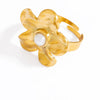Wholesale Stainless Steel Flower Style Electroplated Women's Pearl Open Bracelet And Nonfading Ring Accessories
