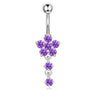 Wholesale Stainless Steel Flowershaped Belly Button Ring With Electroplating And Multicolor Zircon Jewelry