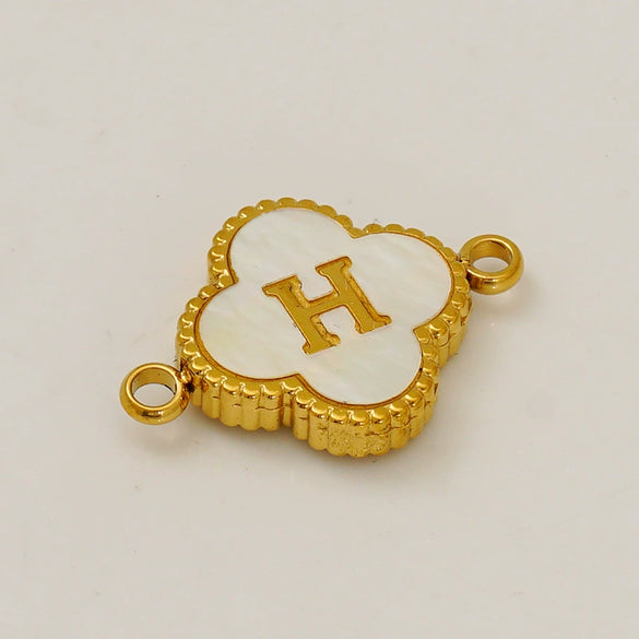 Wholesale 316L Stainless Steel Four Leaf Clover And English Letter Pendant Accessories With Electroplating For Bracelets
