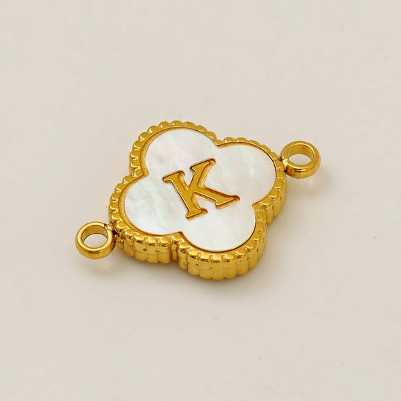 Wholesale 316L Stainless Steel Four Leaf Clover And English Letter Pendant Accessories With Electroplating For Bracelets