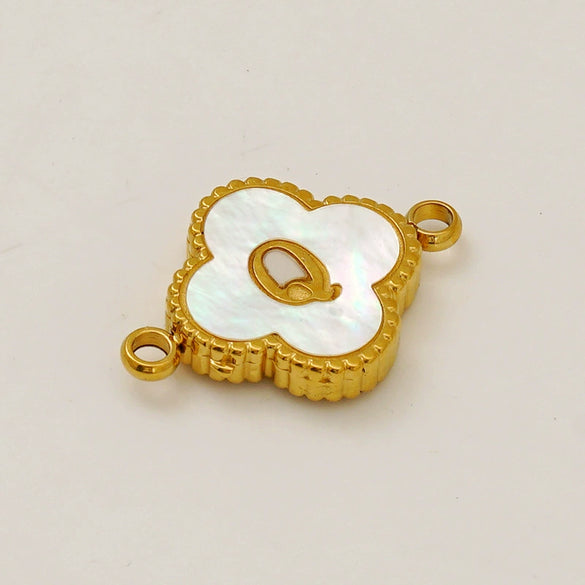 Wholesale 316L Stainless Steel Four Leaf Clover And English Letter Pendant Accessories With Electroplating For Bracelets