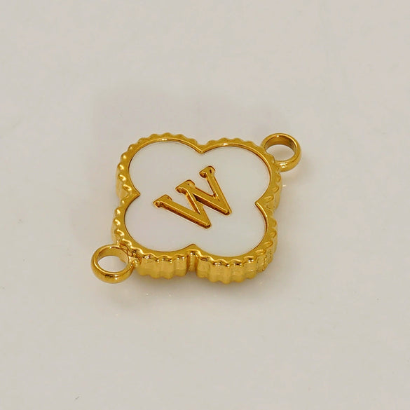 Wholesale 316L Stainless Steel Four Leaf Clover And English Letter Pendant Accessories With Electroplating For Bracelets