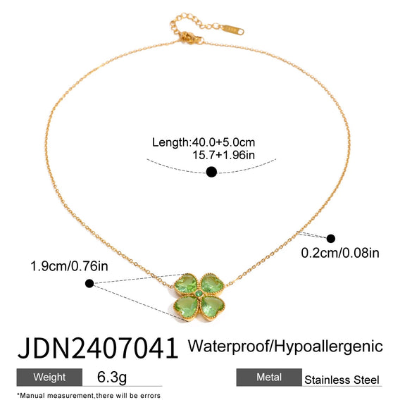 Wholesale Stainless Steel Four Leaf Clover And Heart Shaped Leaves Patterned Necklace And Earrings With Electroplating For Women
