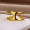 Wholesale Stainless Steel Fourleaf Clover Geometric Lines Cut Out Goldplated Unisex Rings