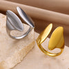 Wholesale Stainless Steel Fourleaf Clover Geometric Lines Cut Out Goldplated Unisex Rings
