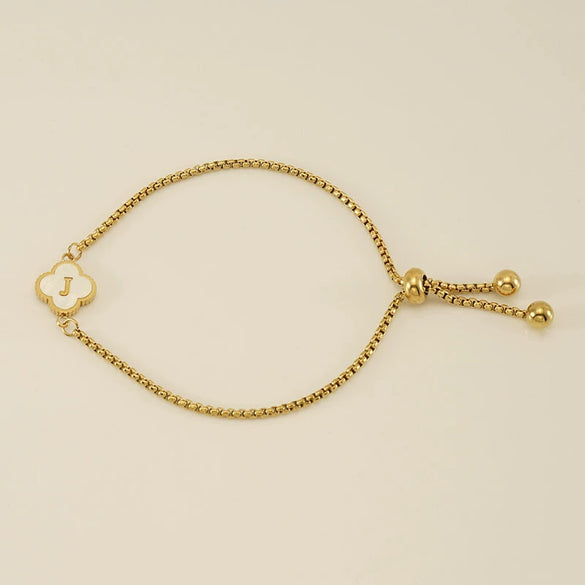 Wholesale 316L Stainless Steel Fourleaf Clover Letter Bracelet Electroplated Unisex