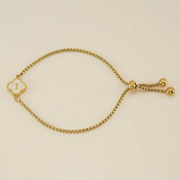 Wholesale 316L Stainless Steel Fourleaf Clover Letter Bracelet Electroplated Unisex