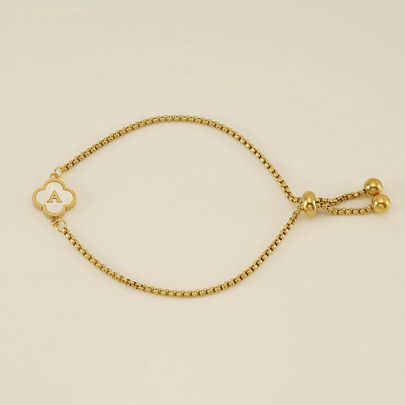Wholesale 316L Stainless Steel Fourleaf Clover Letter Bracelet Electroplated Unisex