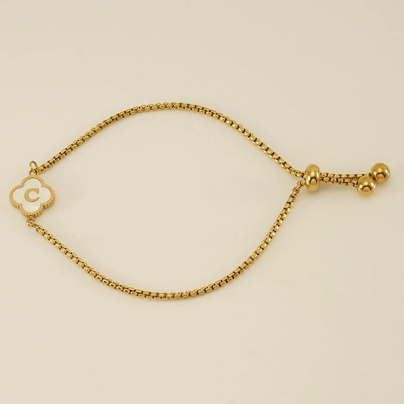 Wholesale 316L Stainless Steel Fourleaf Clover Letter Bracelet Electroplated Unisex