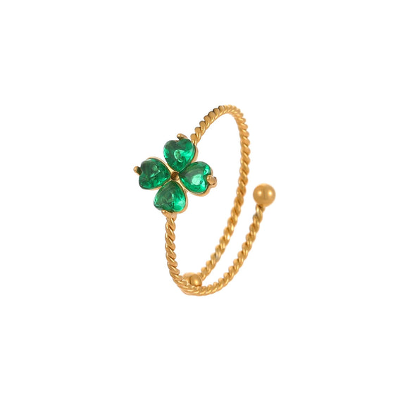 Wholesale Stainless Steel Fourleaf Clover Open Ring Light Luxury Hand Jewelry Electroplated For Women