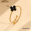 Wholesale Stainless Steel Fourleaf Clover Open Ring Light Luxury Hand Jewelry Electroplated For Women
