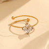 Wholesale Stainless Steel Fourleaf Clover Open Ring Light Luxury Hand Jewelry Electroplated For Women